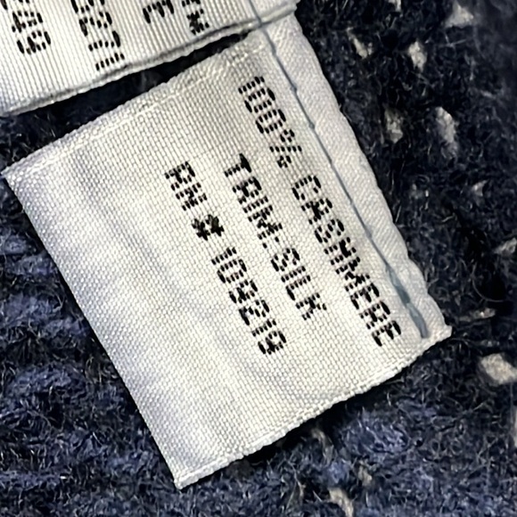 Marika Charles Handmade Cashmere Cardigan Sweater Tie Dye Silk Bow Closure BlueL - Picture 12 of 13